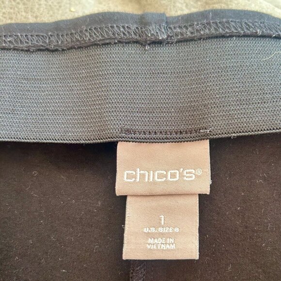 Chico's Black Slim-Fit Pants With Pearl Button Details On Cuffs Size M - Picture 7 of 10